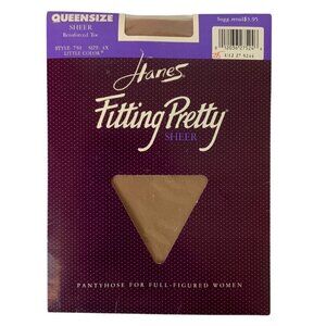 Hanes Fitting Pretty Silky Sheer Pantyhose Reinforced Toe Size 4X Little Color